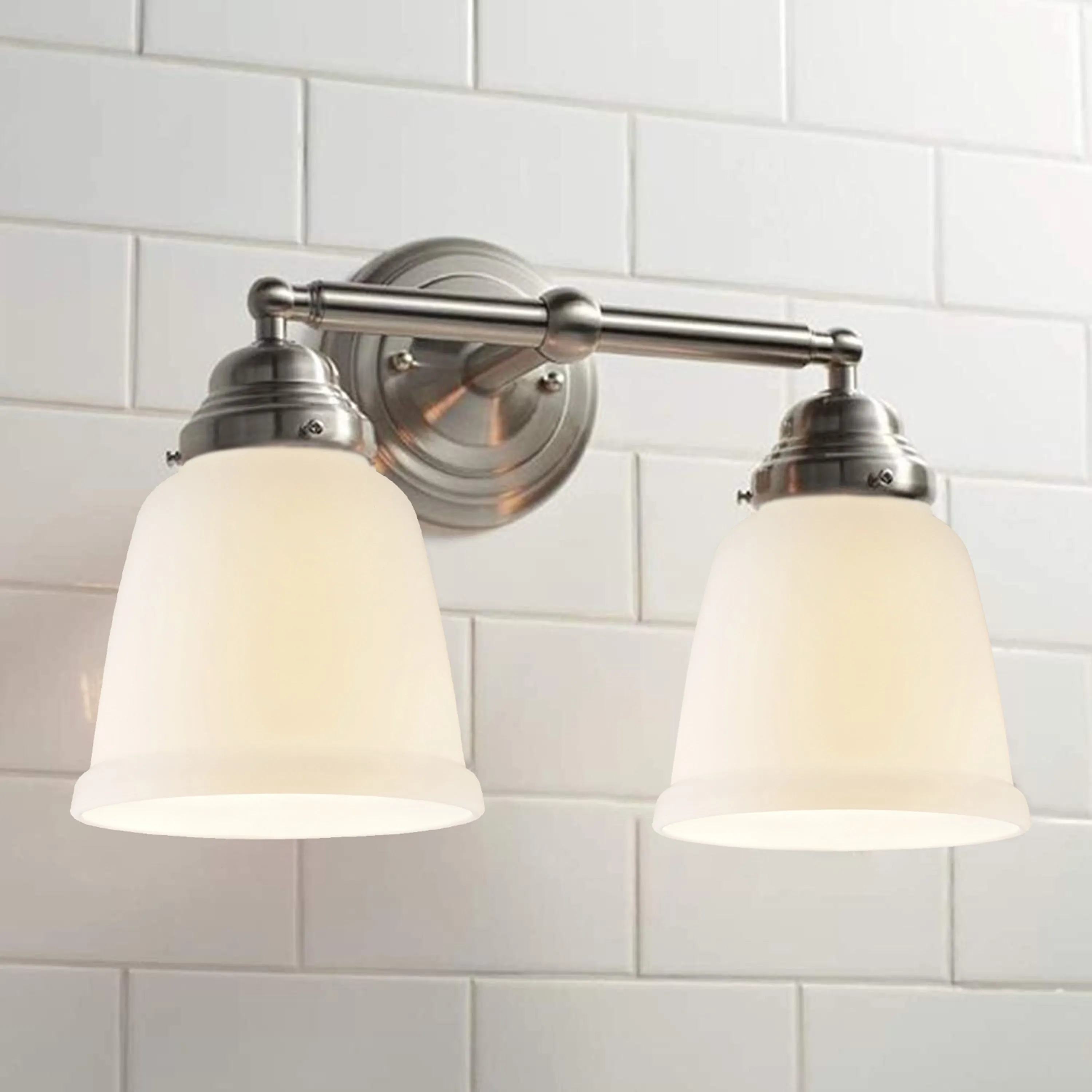 # 23026-4 Transitional Style Replacement Bell Shaped Frosted Glass Shade, 2 1/8" Fitter Size, 4 3/4" high x 5 3/8" diameter, 4 Pack