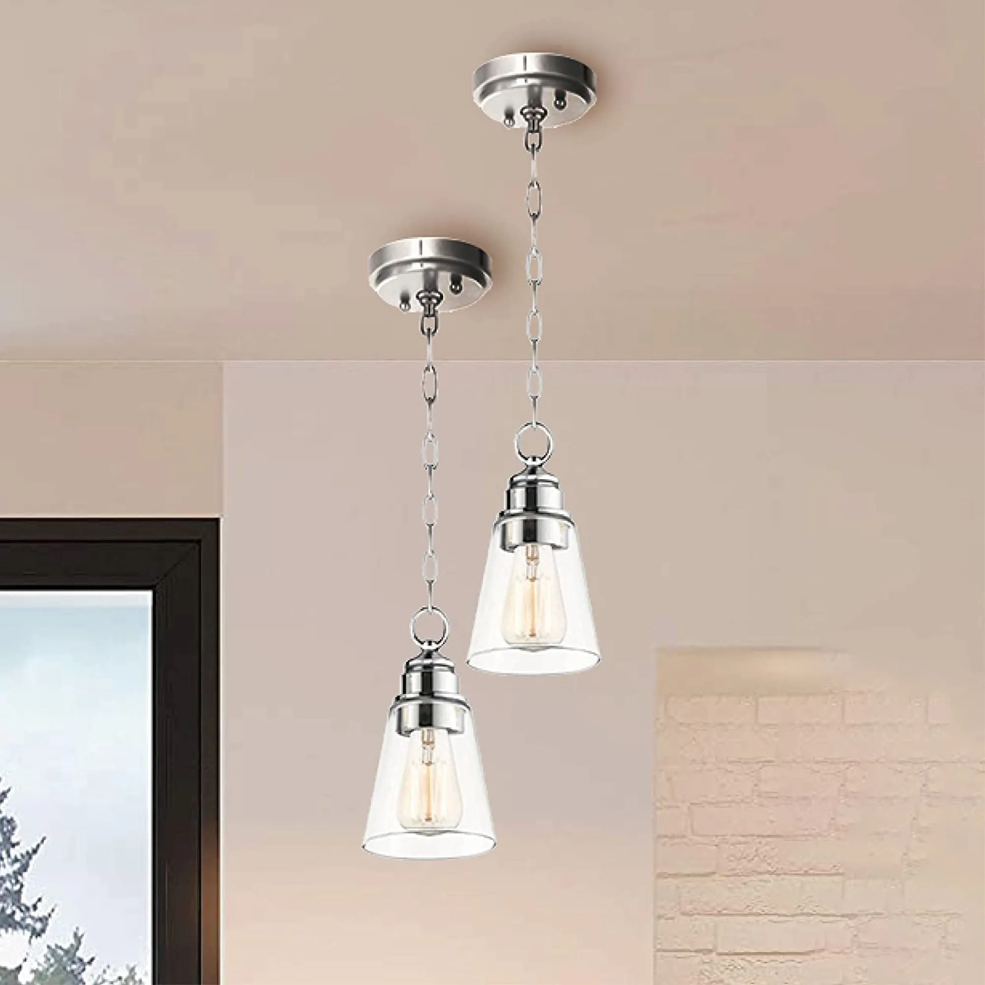 # 23612, Seeded Barrel Glass Shade.5-1/2"Dia x 6-1/8"H / Center Hole:45mm - Sold in 1 / 2 & 3 Pack.