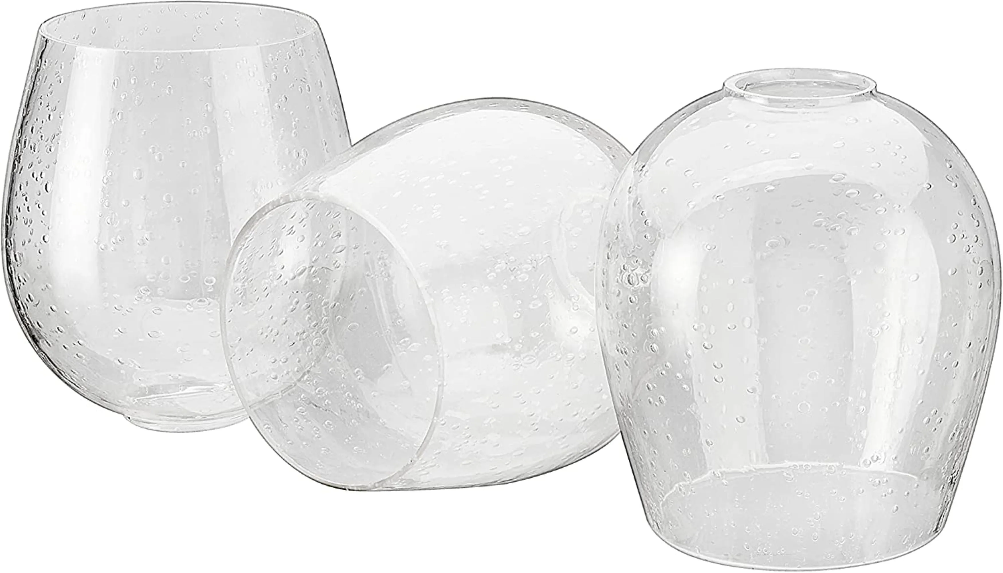 # 23612, Seeded Barrel Glass Shade.5-1/2"Dia x 6-1/8"H / Center Hole:45mm - Sold in 1 / 2 & 3 Pack.