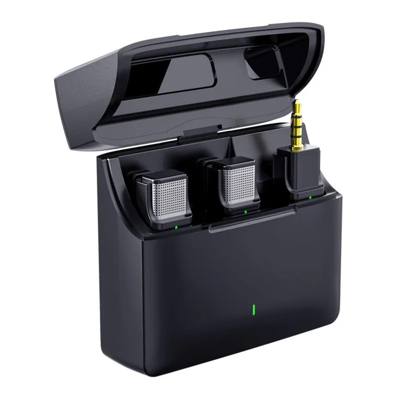 033A2 2 Microphones   1 Receiver for Interview Live Broadcast Wireless Lavalier Mic System, 3.5mm Interface