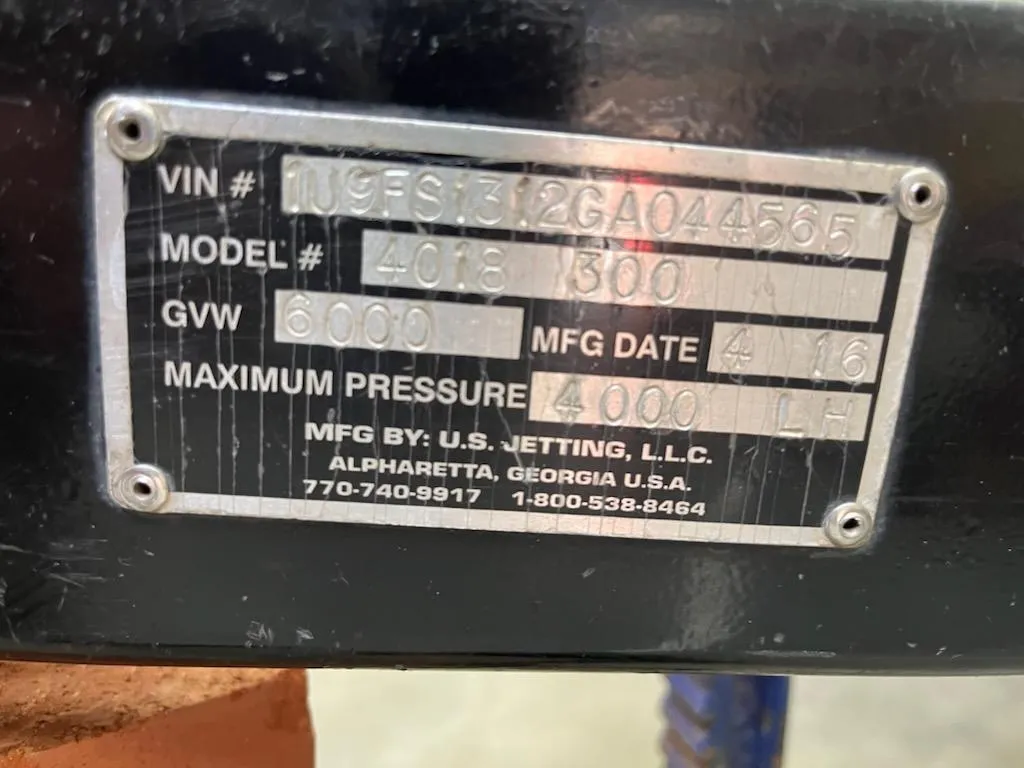 2016 U.S. JETTING 4018-300 UNIT WITH WIRELESS REMOTE