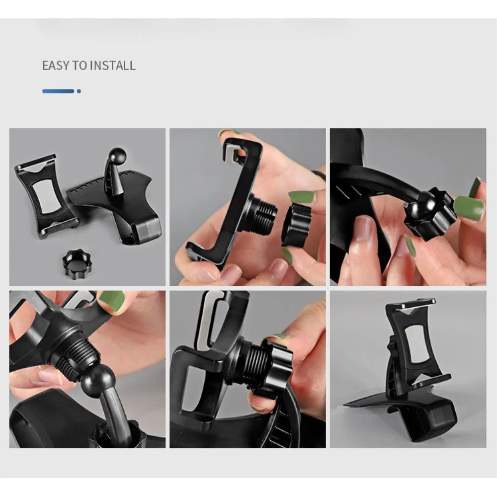 3 in 1 Car GPS Smartphone Holder: Dashboard / Visor Clamp   AC Grid Clip for NGM Dynamic E451 Dual E451D - Black