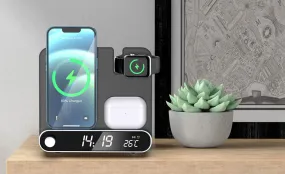 3 in 1 Fast Multifunctional Wireless Charger Stand with LED Digital Clock and Universal Compatibility