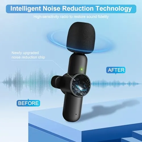 3 in 1 Mini Microphone,Wireless Lavalier Microphones for iPhone Android Camera USB-C,2.4G Ultra-Low Delay,Noise Reduction,Microphone Video Recording, Live Streaming, Youtube, TikTok, Vlog(2 Pc)