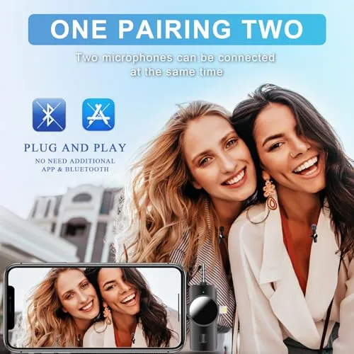 3 in 1 Mini Microphone,Wireless Lavalier Microphones for iPhone Android Camera USB-C,2.4G Ultra-Low Delay,Noise Reduction,Microphone Video Recording, Live Streaming, Youtube, TikTok, Vlog(2 Pc)