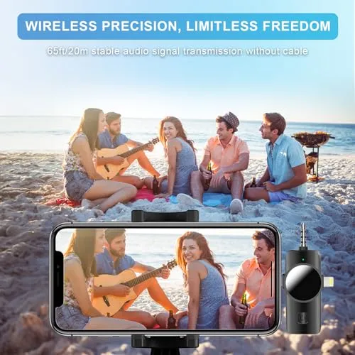 3 in 1 Mini Microphone,Wireless Lavalier Microphones for iPhone Android Camera USB-C,2.4G Ultra-Low Delay,Noise Reduction,Microphone Video Recording, Live Streaming, Youtube, TikTok, Vlog(2 Pc)