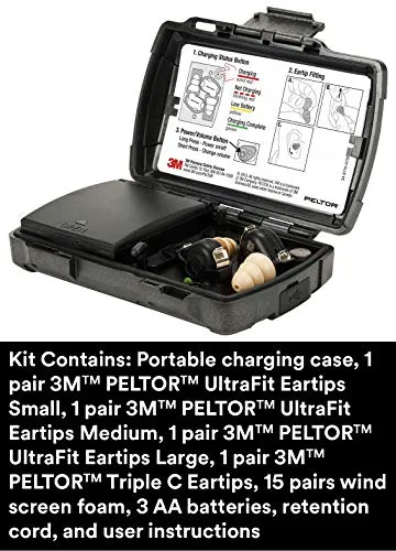 3M PELTOR TEP-200 Tactical Earplug Kit, NRR 23dB, Rechargeable, Noise Reduction, Construction, Law Enforcement