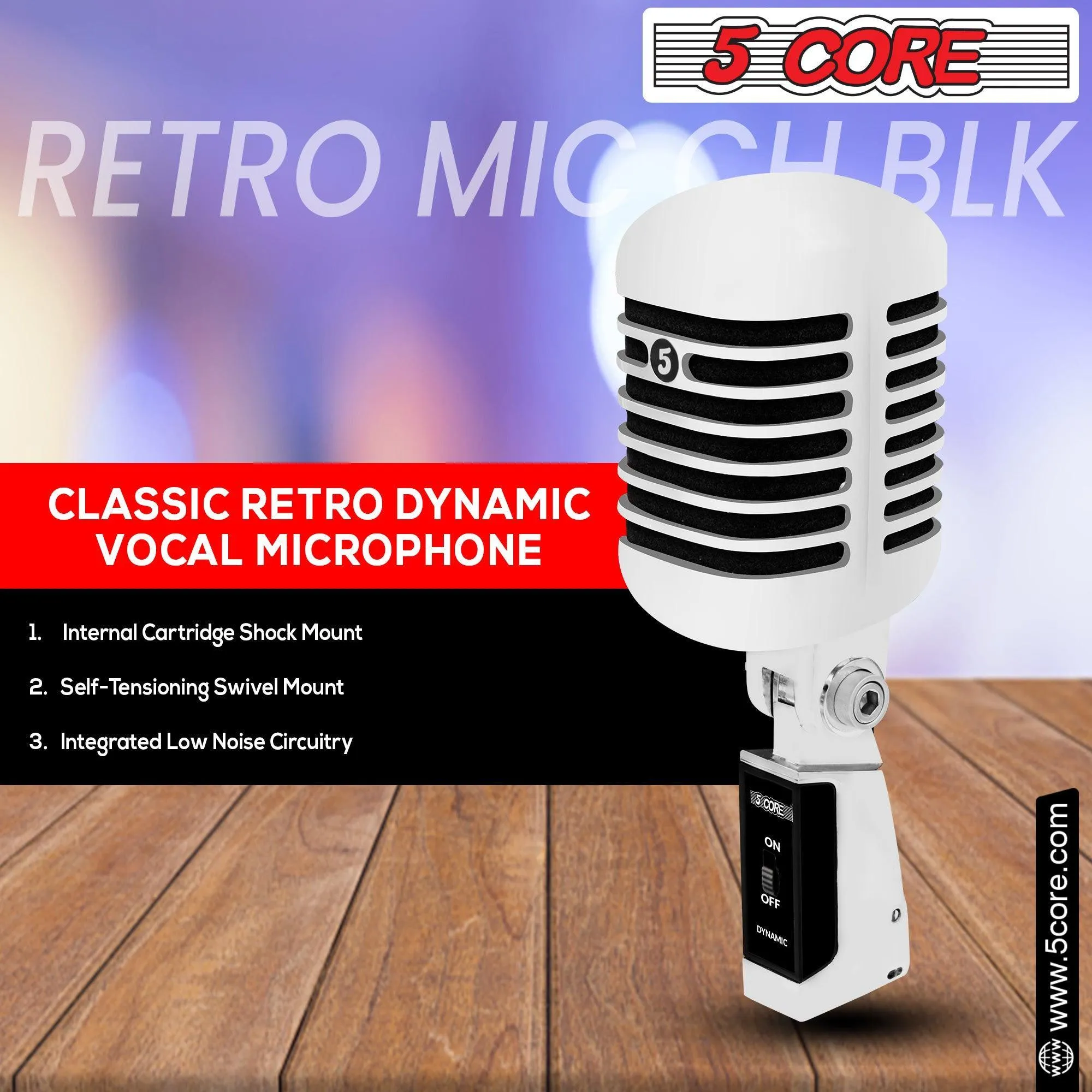 5 Core Classic Retro Dynamic Vocal Microphone RTRO MIC CH BLK