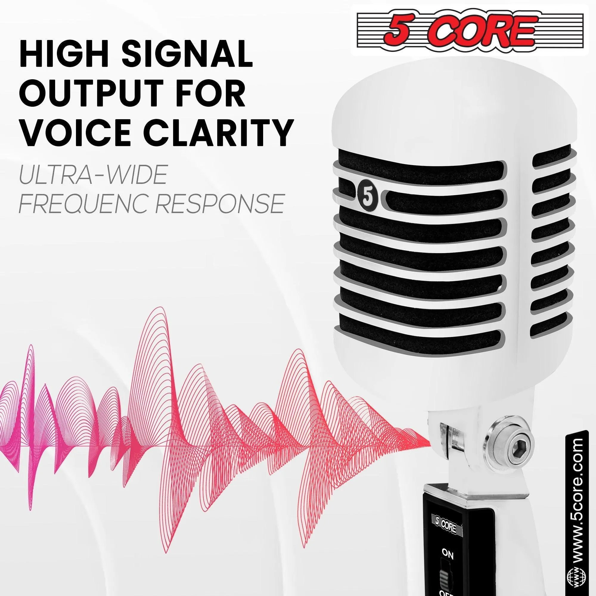 5 Core Classic Retro Dynamic Vocal Microphone RTRO MIC CH BLK
