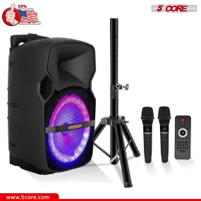 5Core 10 inch PA Portable Bluetooth Party Speaker Karaoke Boombox   2 Wireless Mics