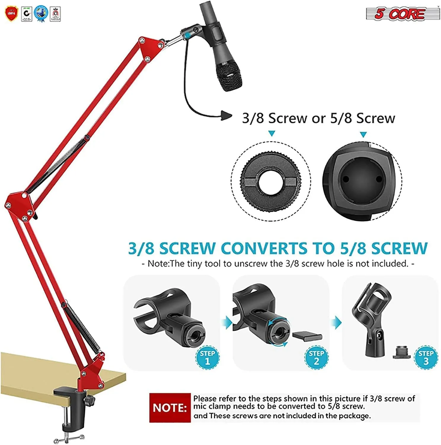 5Core Microphone Mic Suspension Boom Scissor Arm Desk Stand Mount