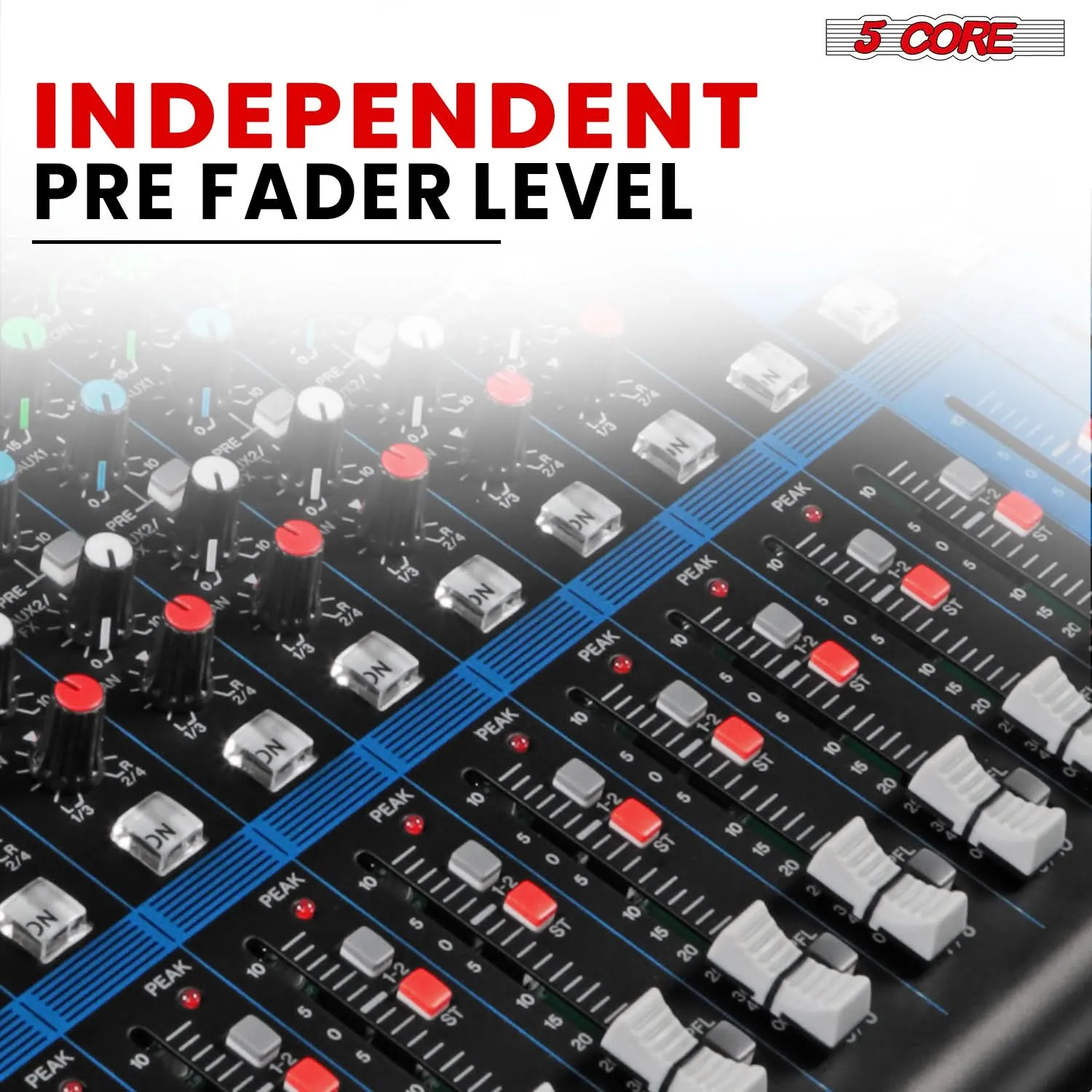 5Core Professional 12-Channel Audio DJ Mixer with 99 DSP Effects and 48V Phantom Power