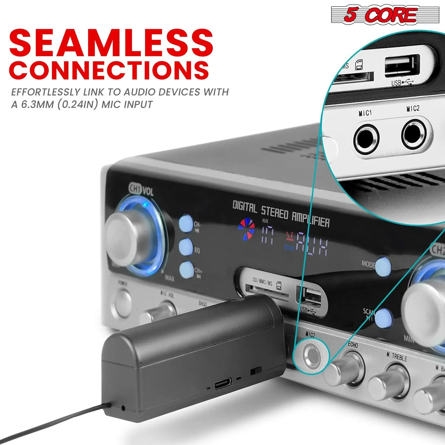 5Core Wireless Microphone Pair UHF Handheld Microfonos Inalambricos Cordless Mic GOLD