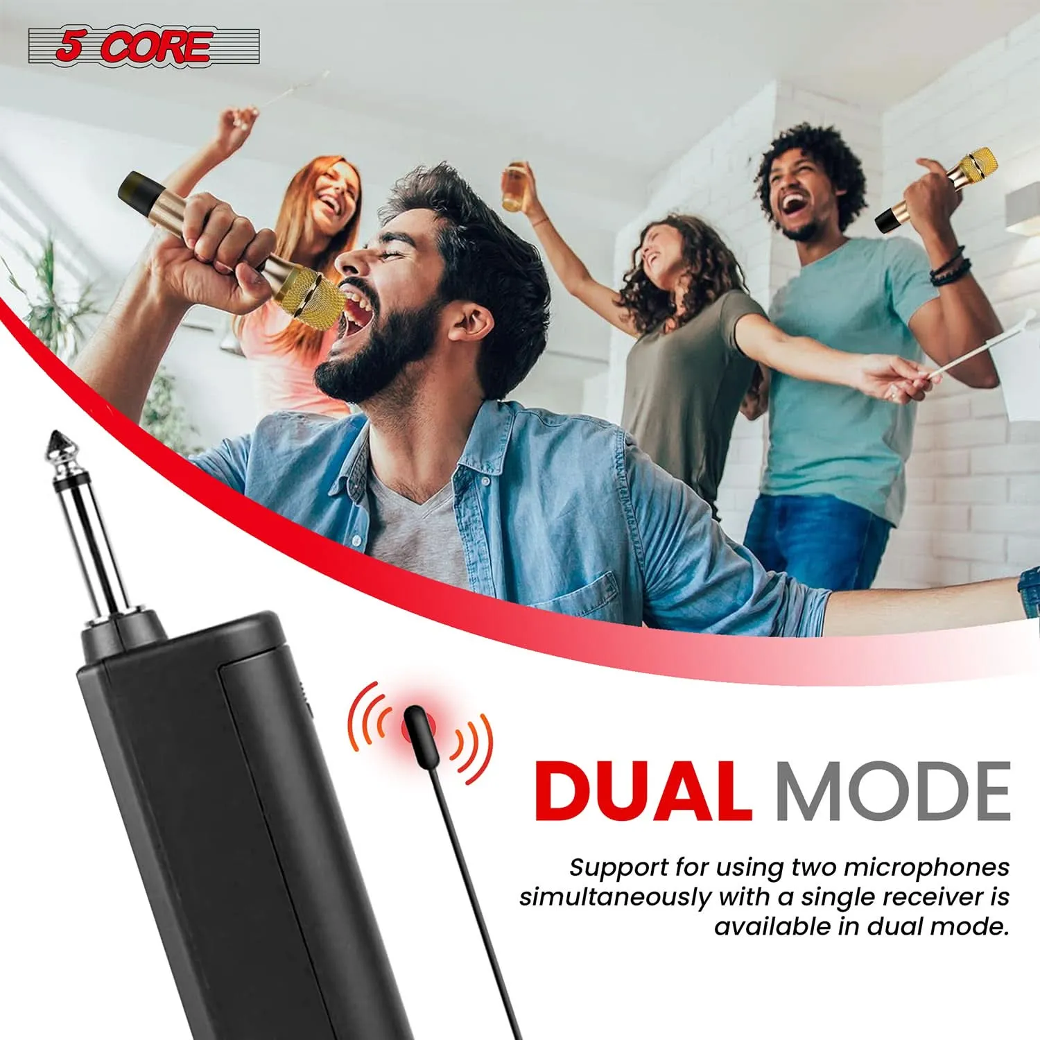 5Core Wireless Microphone Pair UHF Handheld Microfonos Inalambricos Cordless Mic GOLD