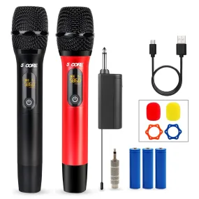 5Core Wireless Microphone Pair UHF Handheld Microfonos Inalambricos Cordless Mic RED   BLACK