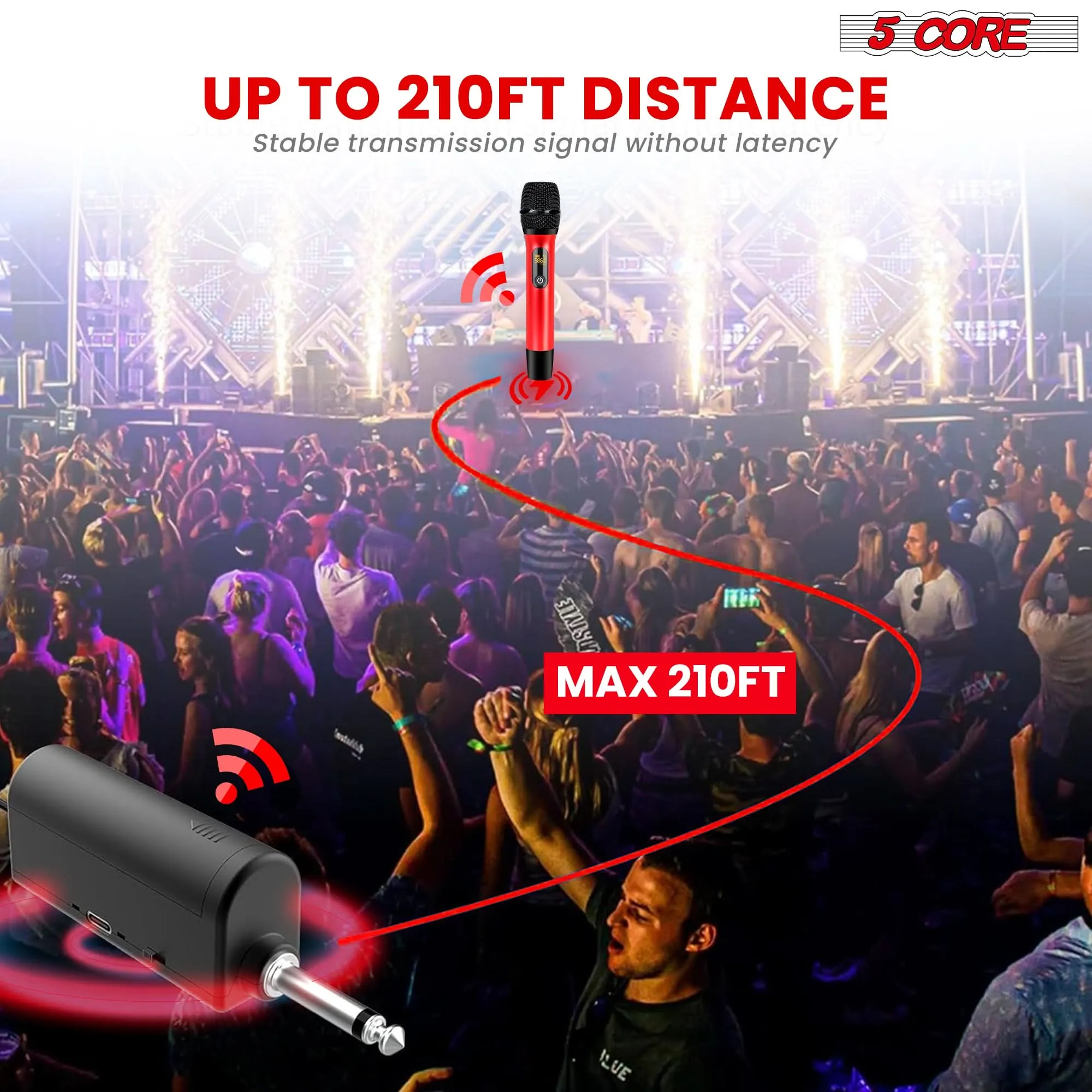 5Core Wireless Microphone Pair UHF Handheld Microfonos Inalambricos Cordless Mic RED   GRAY