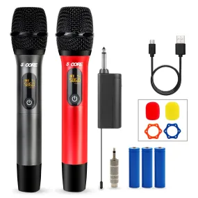 5Core Wireless Microphone Pair UHF Handheld Microfonos Inalambricos Cordless Mic RED   GRAY