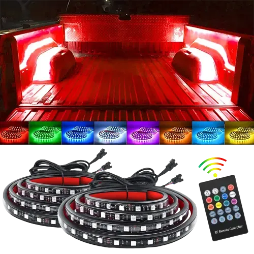 60 Inch 180Leds RGB RF Remote Control LED Bed Light Strip 2PCS