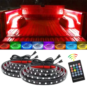 60 Inch 180Leds RGB RF Remote Control LED Bed Light Strip 2PCS