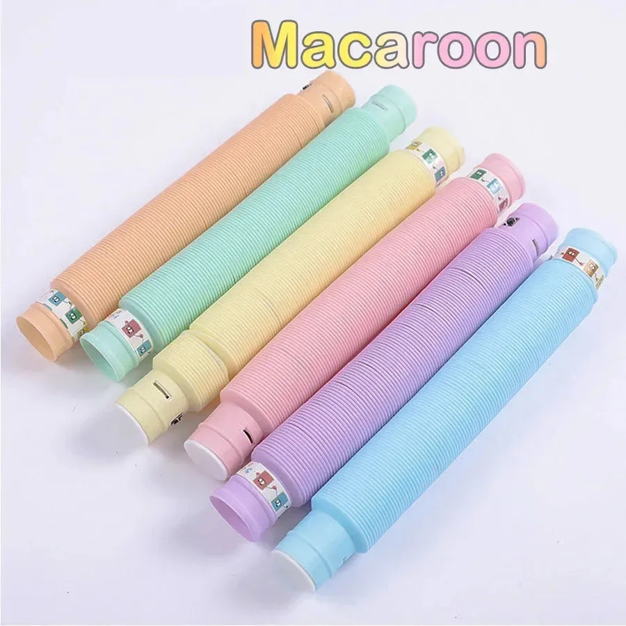 6/18/- pcs Pop Tubes Lighted LED Sensory Toys Pull Stretch Tube Toddlers Gifts Children's Luminous Popping Party Game Supplies