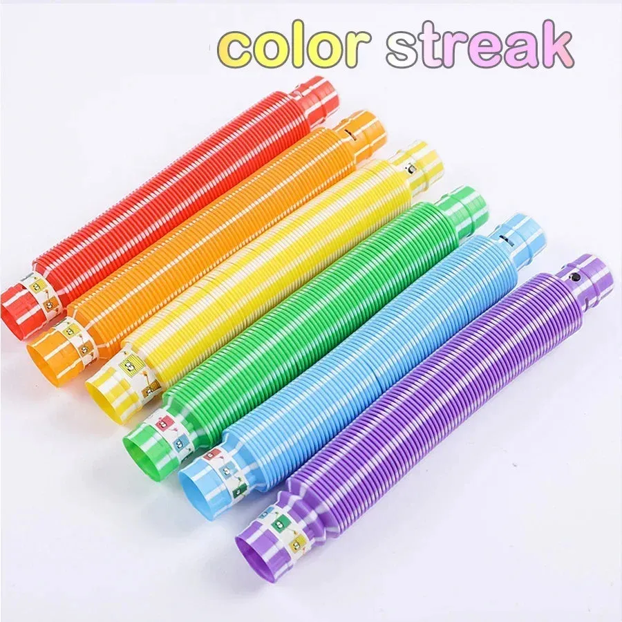 6/18/- pcs Pop Tubes Lighted LED Sensory Toys Pull Stretch Tube Toddlers Gifts Children's Luminous Popping Party Game Supplies