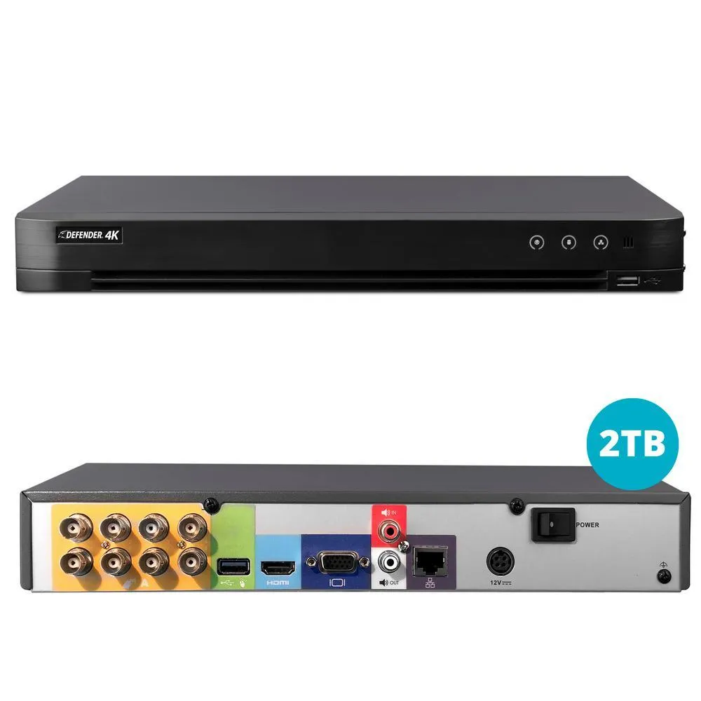 8-Channel Ultra HD 4K (8MP) 2TB DVR Security Camera System with Remote Viewing and 8 Cameras