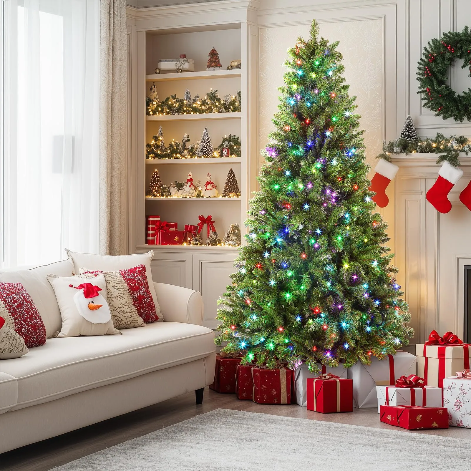 9ft Prelit RGB Lights Premium Artificial Hinged Christmas Tree