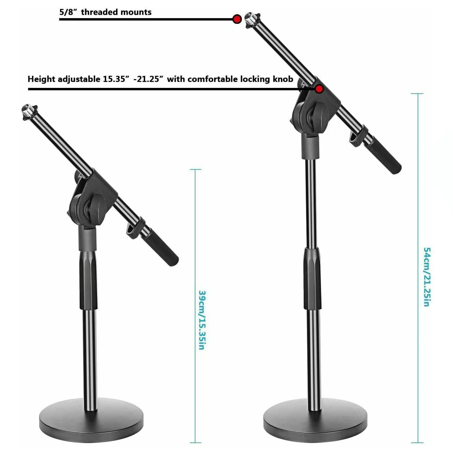 Adjustable Desk Microphone Stand with Mic Clip Twist Clutch MSSB