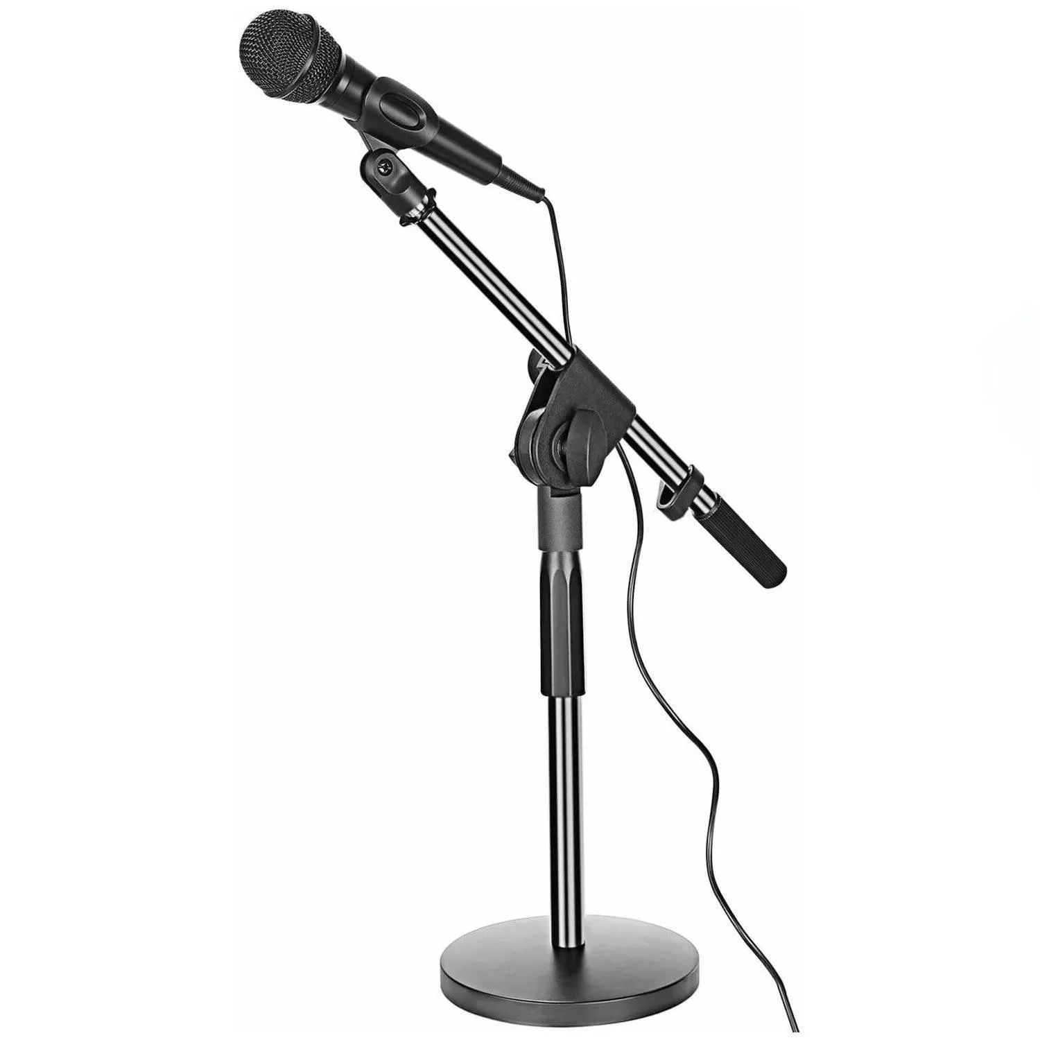 Adjustable Desk Microphone Stand with Mic Clip Twist Clutch MSSB