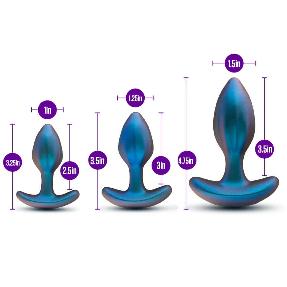 Anal Adventures Matrix Cosmos Plug Kit Lunar Blue - Vibrating, Remote-Controlled, 100% Silicone