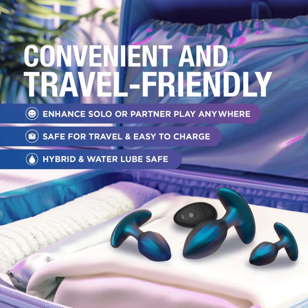 Anal Adventures Matrix Cosmos Plug Kit Lunar Blue - Vibrating, Remote-Controlled, 100% Silicone