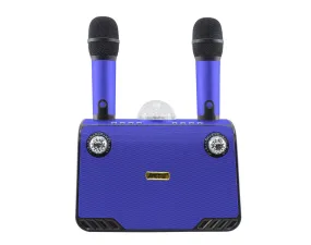 ANDOWL Bluetooth Speaker Twin Wireless Mics Blue Q-YX899-BLU