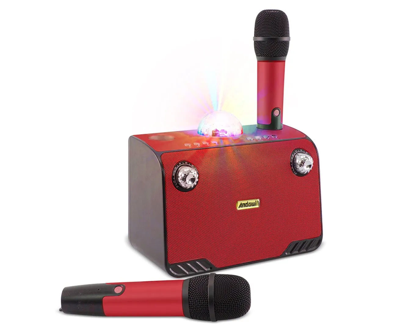 ANDOWL Bluetooth Speaker Twin Wireless Mics Red Q-YX899-RED