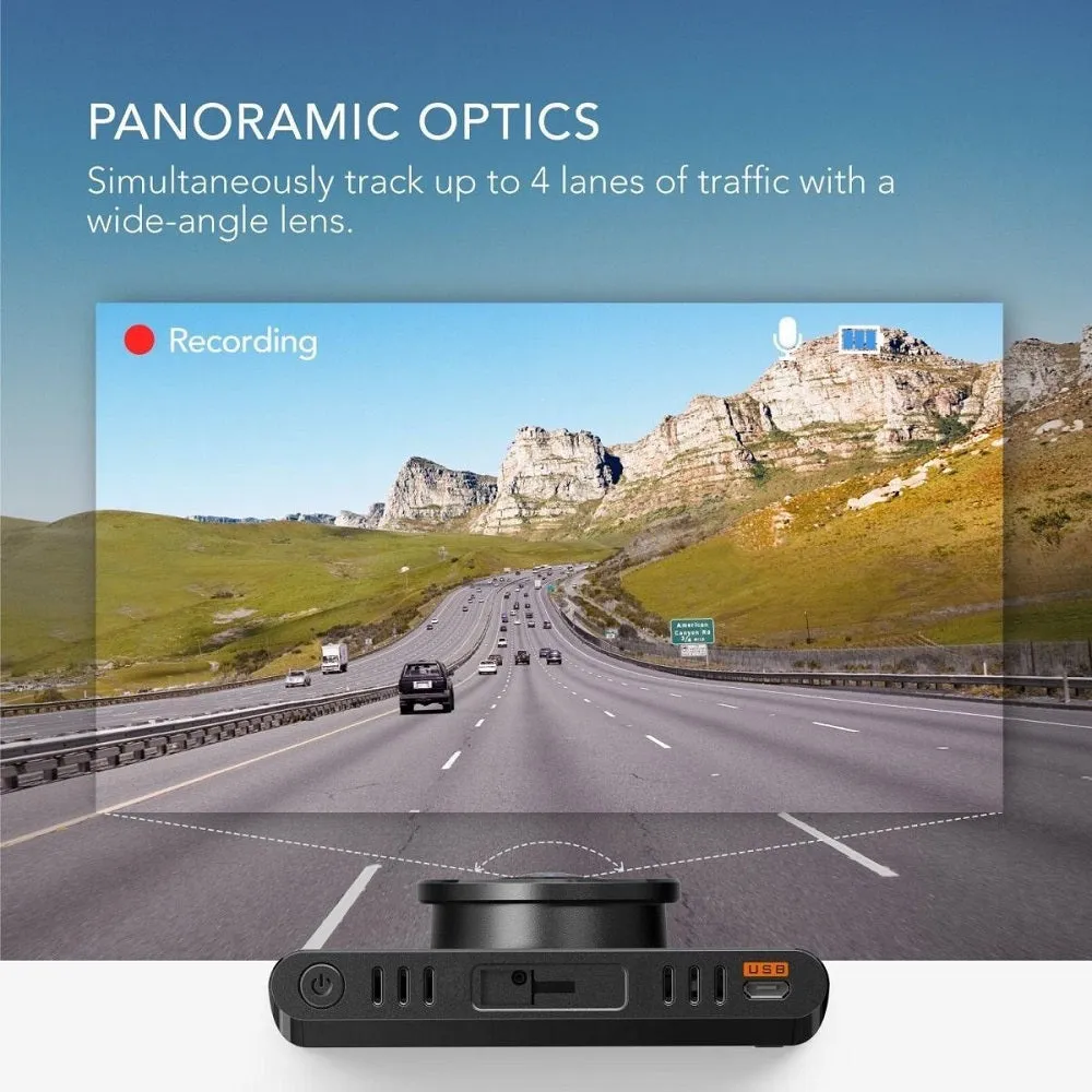 Anker Roav DashCam C2 FHD 1080P, 3" LCD, 4-Lane Wide-Angle View Lens, G-Sensor, WDR, Loop Recording, Night Mode, 2-Port Charger, No Wi-Fi or App