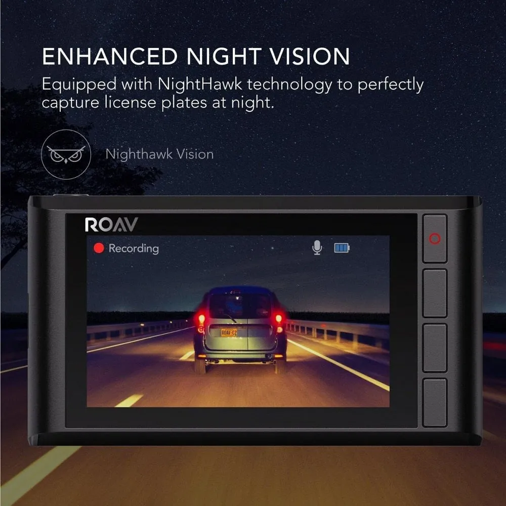 Anker Roav DashCam C2 FHD 1080P, 3" LCD, 4-Lane Wide-Angle View Lens, G-Sensor, WDR, Loop Recording, Night Mode, 2-Port Charger, No Wi-Fi or App