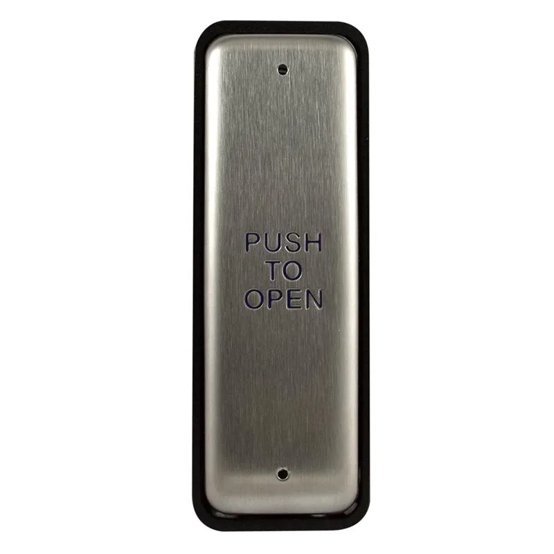 BEA 10PBJ Stainless steel push plate, 1.5 In. by 4.75 In., in jamb plate, blue text