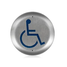 BEA 10PBR45LL Round 4.5 Inch Blue Handicap Logo only Push Plate, Stainless Steel Finish