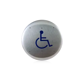 BEA 10PBRLL Round 6 Inch Blue Handicap Logo only Push Plate, Stainless Steel Finish