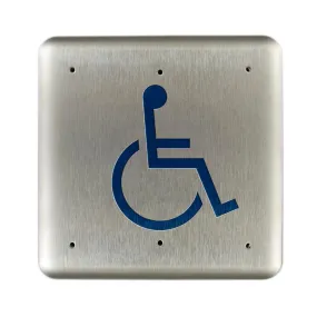 BEA 10PBSLL Stainless steel push plate, 4.75 In. square, blue handicap logo only