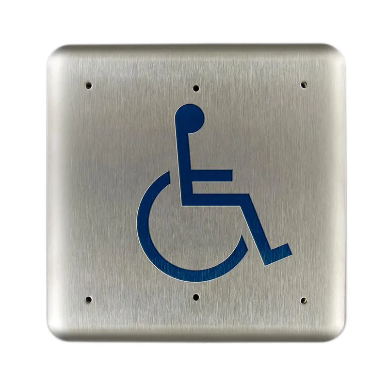 BEA 10PBSLL Stainless steel push plate, 4.75 In. square, blue handicap logo only