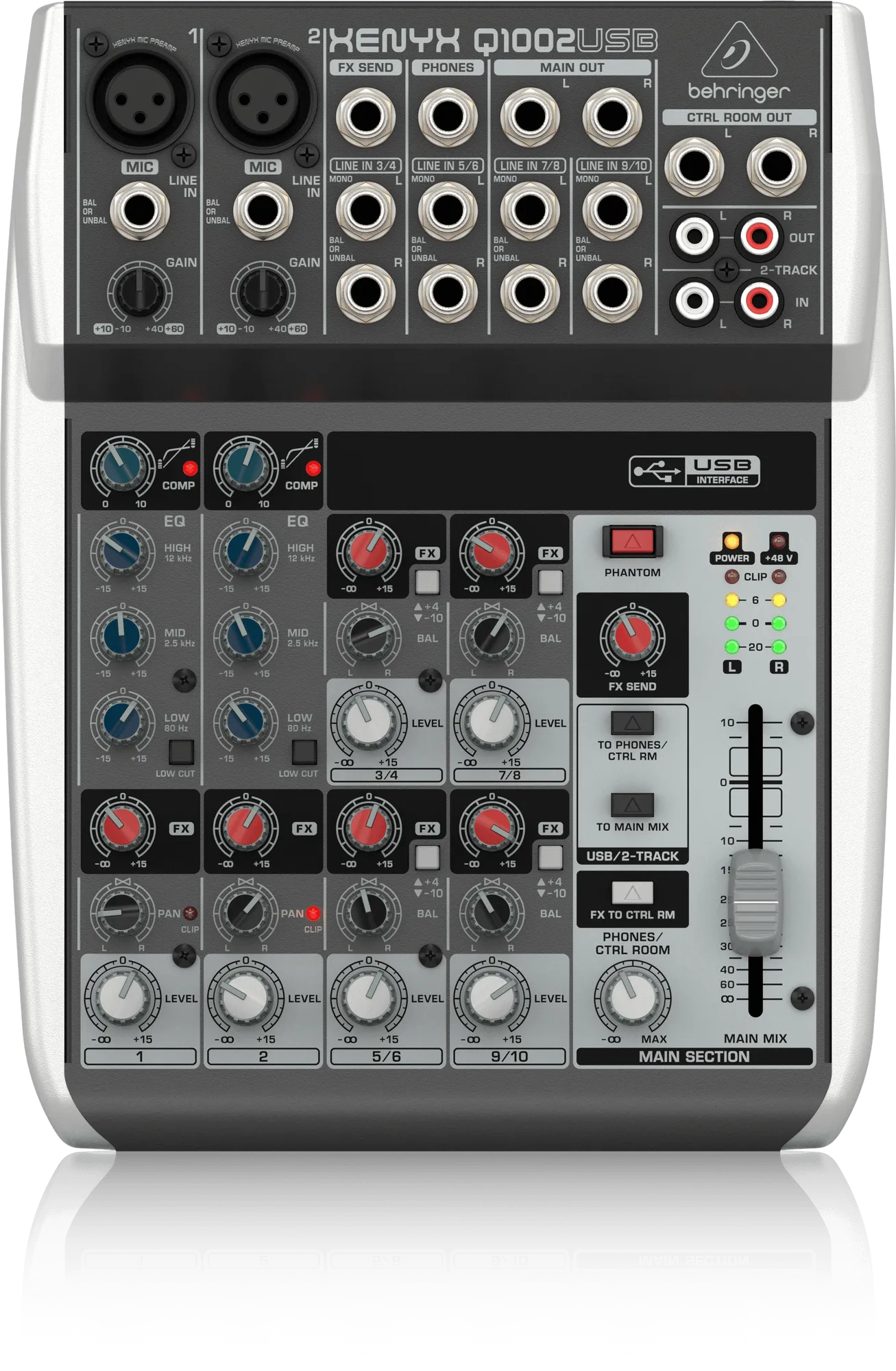 Behringer Q1002USB Premium 10-Input 2-Bus Mixer with XENYX Mic Preamps - OPEN BOX
