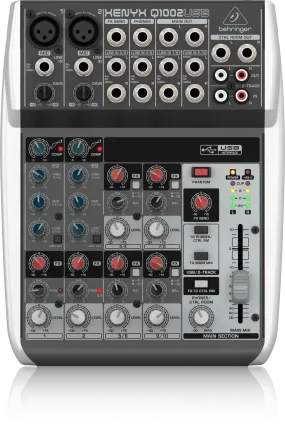 Behringer Q1002USB Premium 10-Input 2-Bus Mixer with XENYX Mic Preamps - OPEN BOX