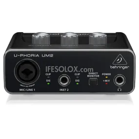 Behringer U-PHORIA UMC2 2x2 USB Audio Interface with XENYX Mic Preamplifier - Brand New