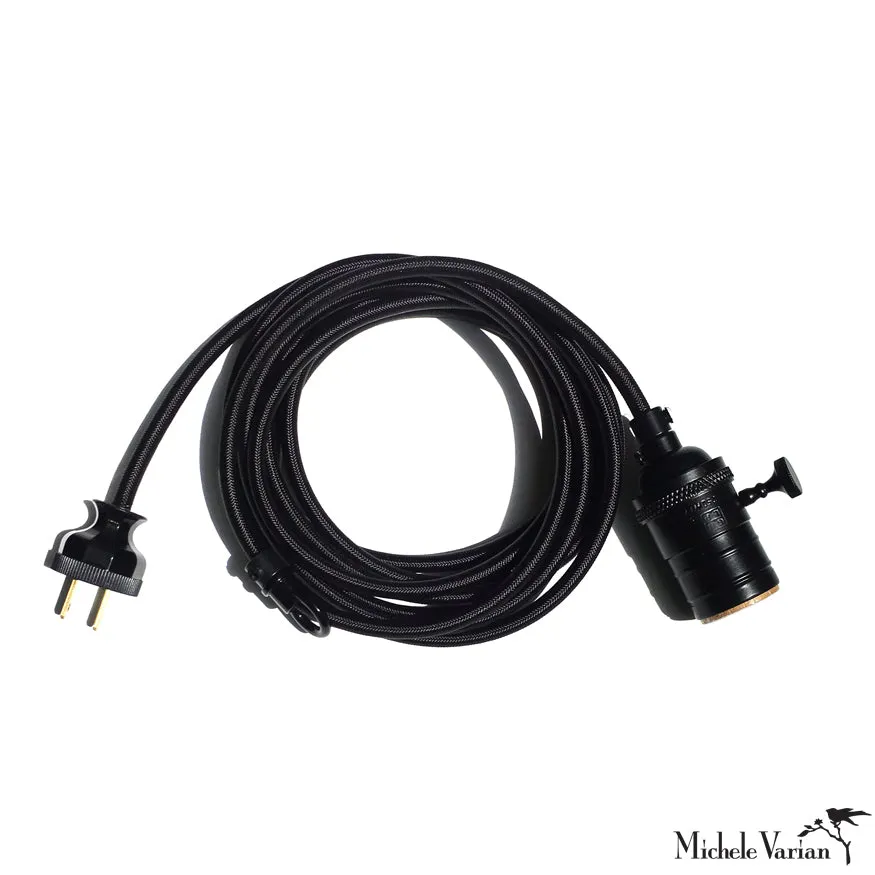 Black Cord Kit With Black Cloth Covered Cord