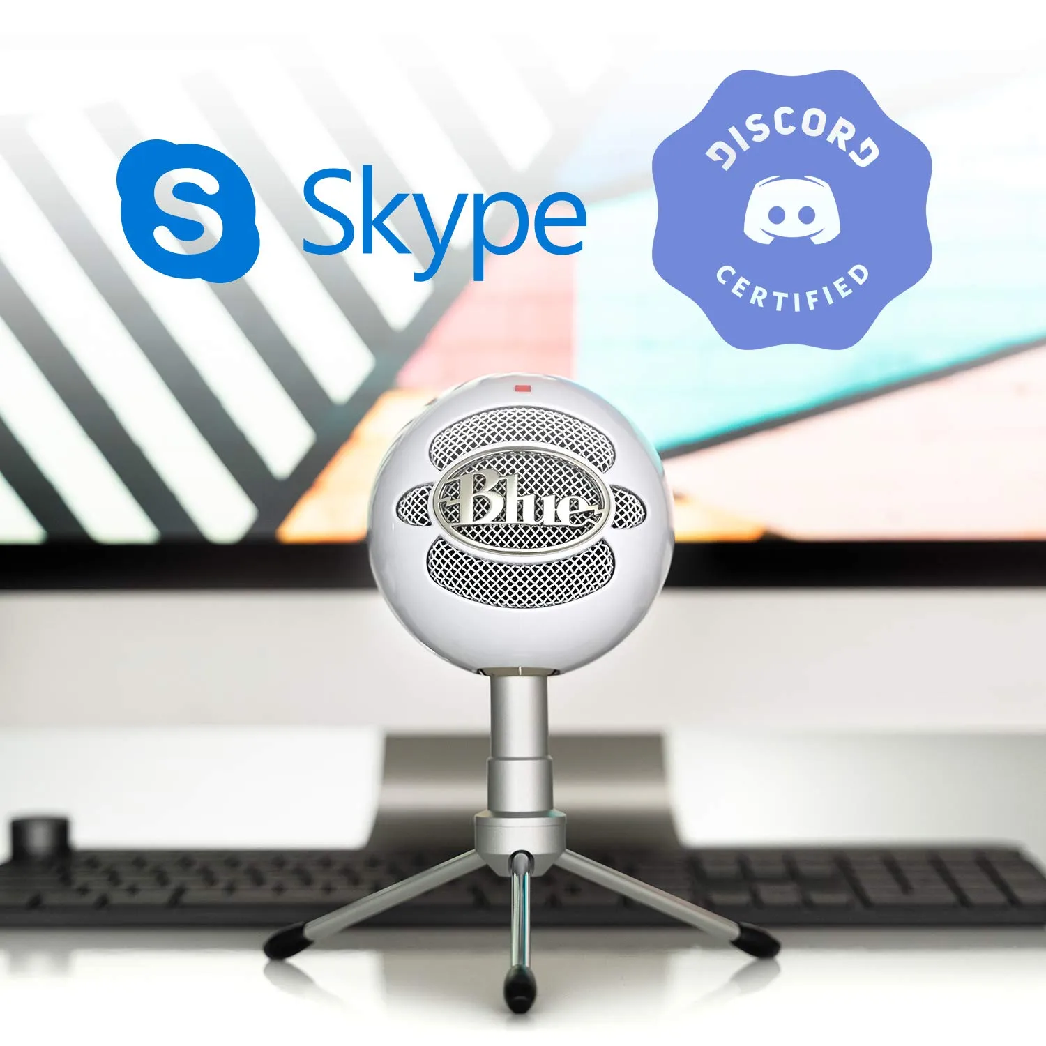 Blue Snowball iCE USB Mic for Recording and Streaming on PC and Mac, Cardioid Condenser Capsule, Adjustable Stand, Plug and Play - White