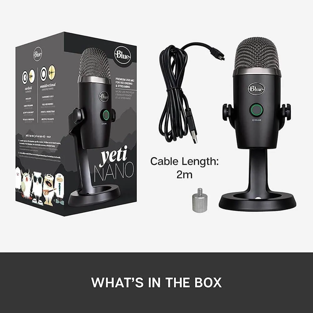BLUE YETI NANO USB CONDENSER MICROPHONE BLU-YETINANOBK Black