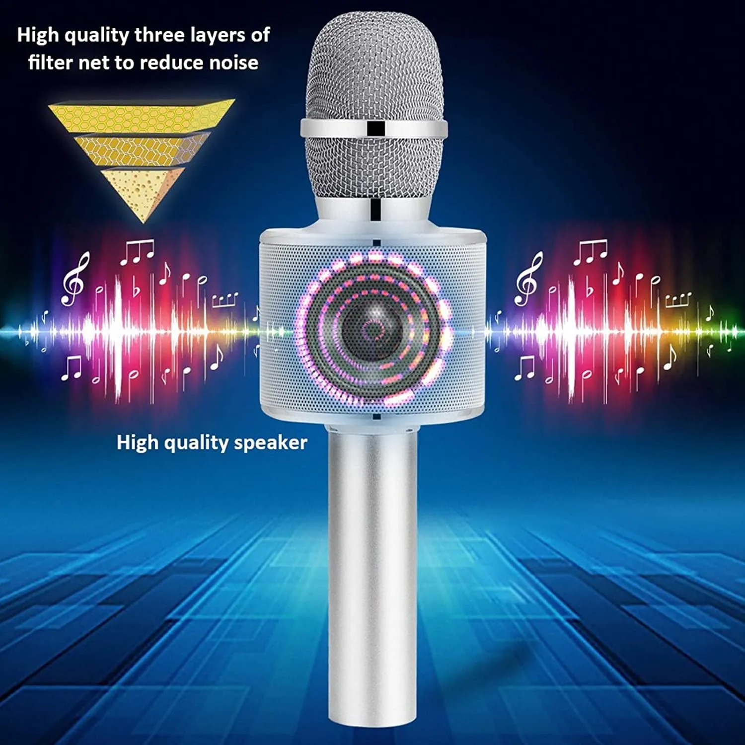 BONAOK Wireless Bluetooth Karaoke Microphone, 3-in-1 Portable Handheld Mic Speaker for All Smartphones,Gifts for Kids Adults Q37 (Rose Gold)