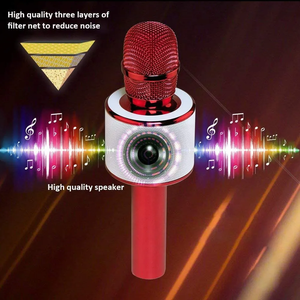 BONAOK Wireless Bluetooth Karaoke Microphone, 3-in-1 Portable Handheld Mic Speaker for All Smartphones,Gifts for Kids Adults Q37 (Rose Gold)