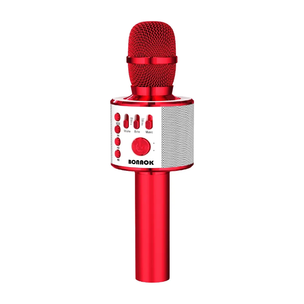 BONAOK Wireless Bluetooth Karaoke Microphone, 3-in-1 Portable Handheld Mic Speaker for All Smartphones,Gifts for Kids Adults Q37 (Rose Gold)