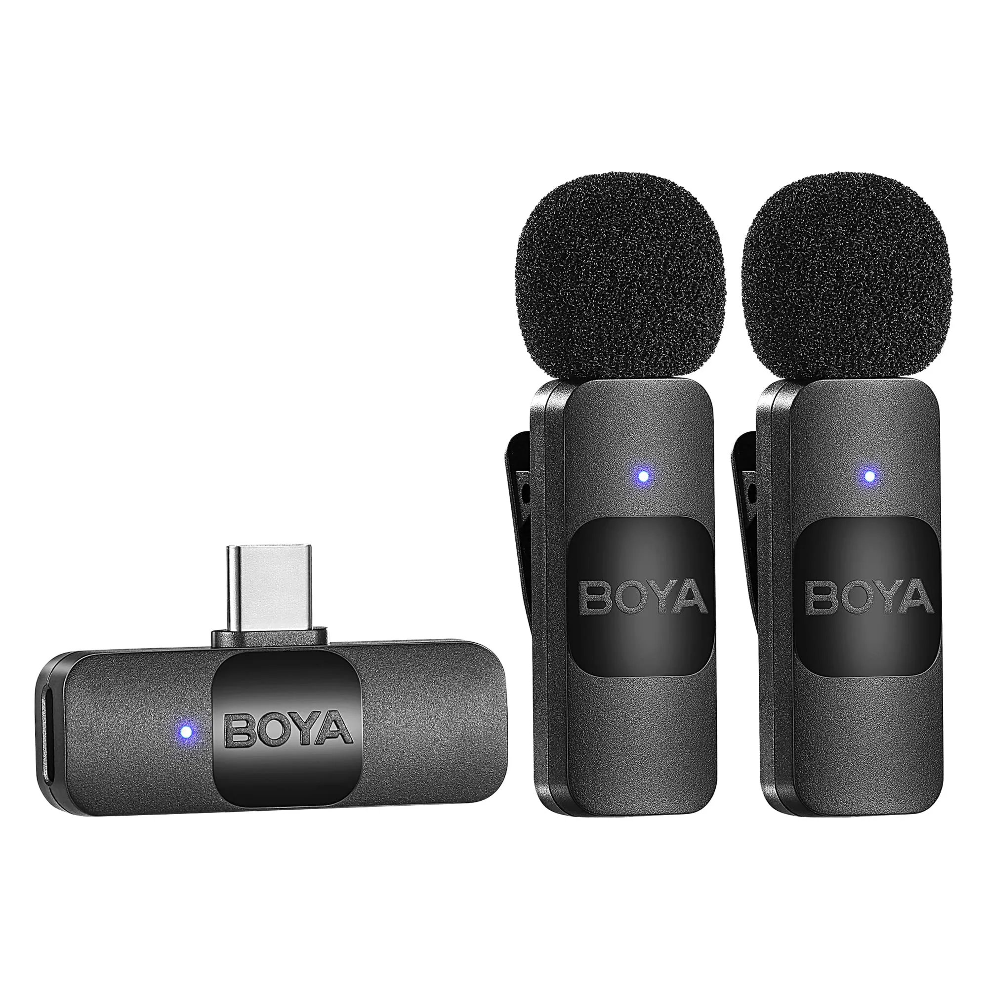 BOYA Dual Wireless Lavalier Lapel Microphone for Android Smartphone iPhone15 Laptop - Omnidirectional USB C Condenser Video Recording Mic for Interview Podcast Vlog YouTube Live Stream (TX TX RX)